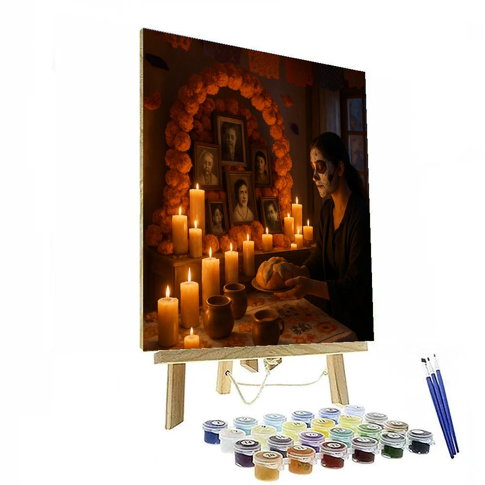 Dia De Los Muertos Ofrenda At Dusk Numbered painting kits
