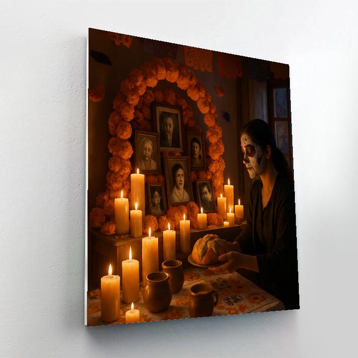 Dia De Los Muertos Ofrenda At Dusk Numbered painting kits