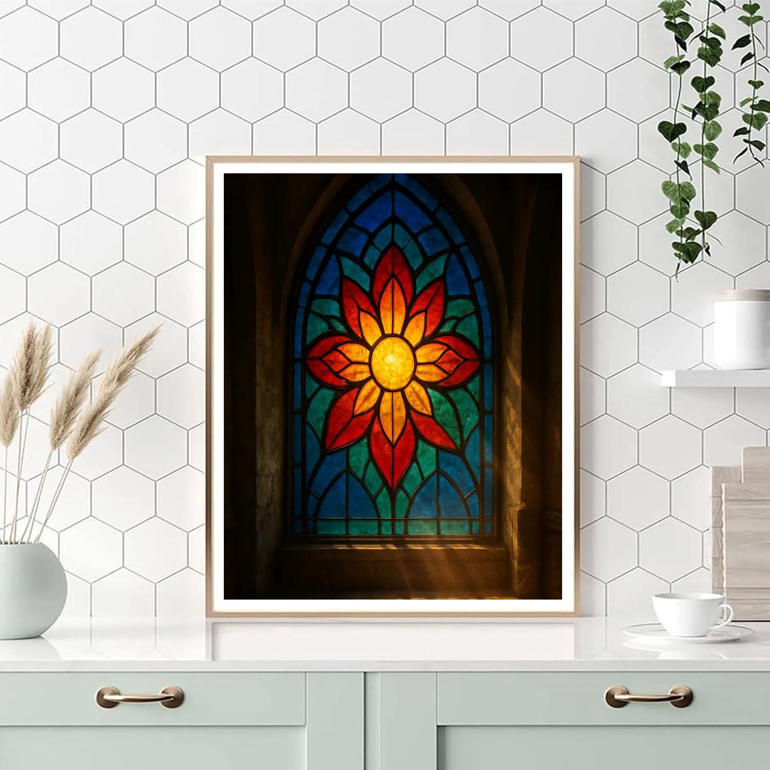 Stained Glass Dawn Mosaic paint by number