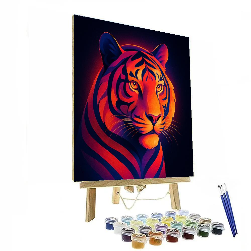Tiger With Sunset Stripes paint by color