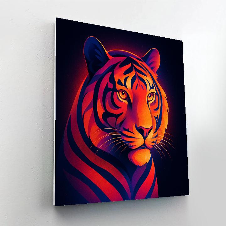 Tiger With Sunset Stripes paint by color