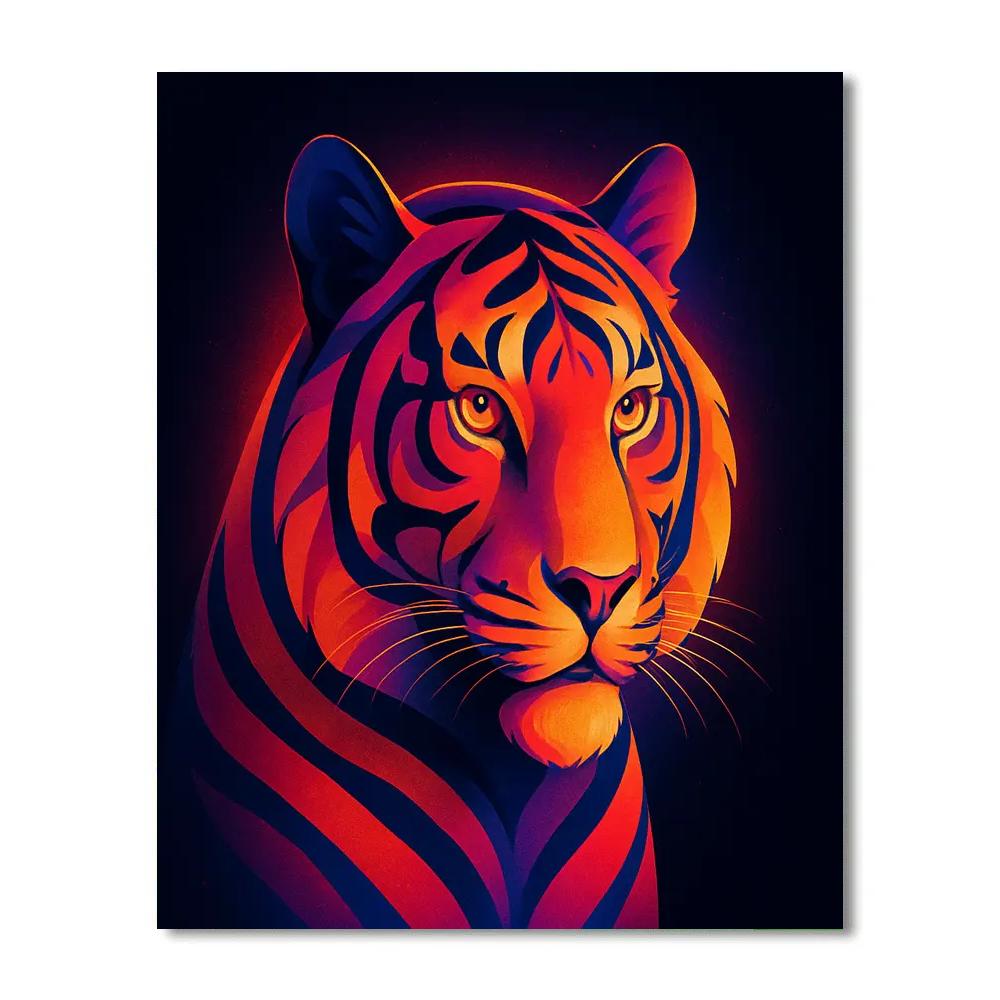 Tiger With Sunset Stripes paint by color