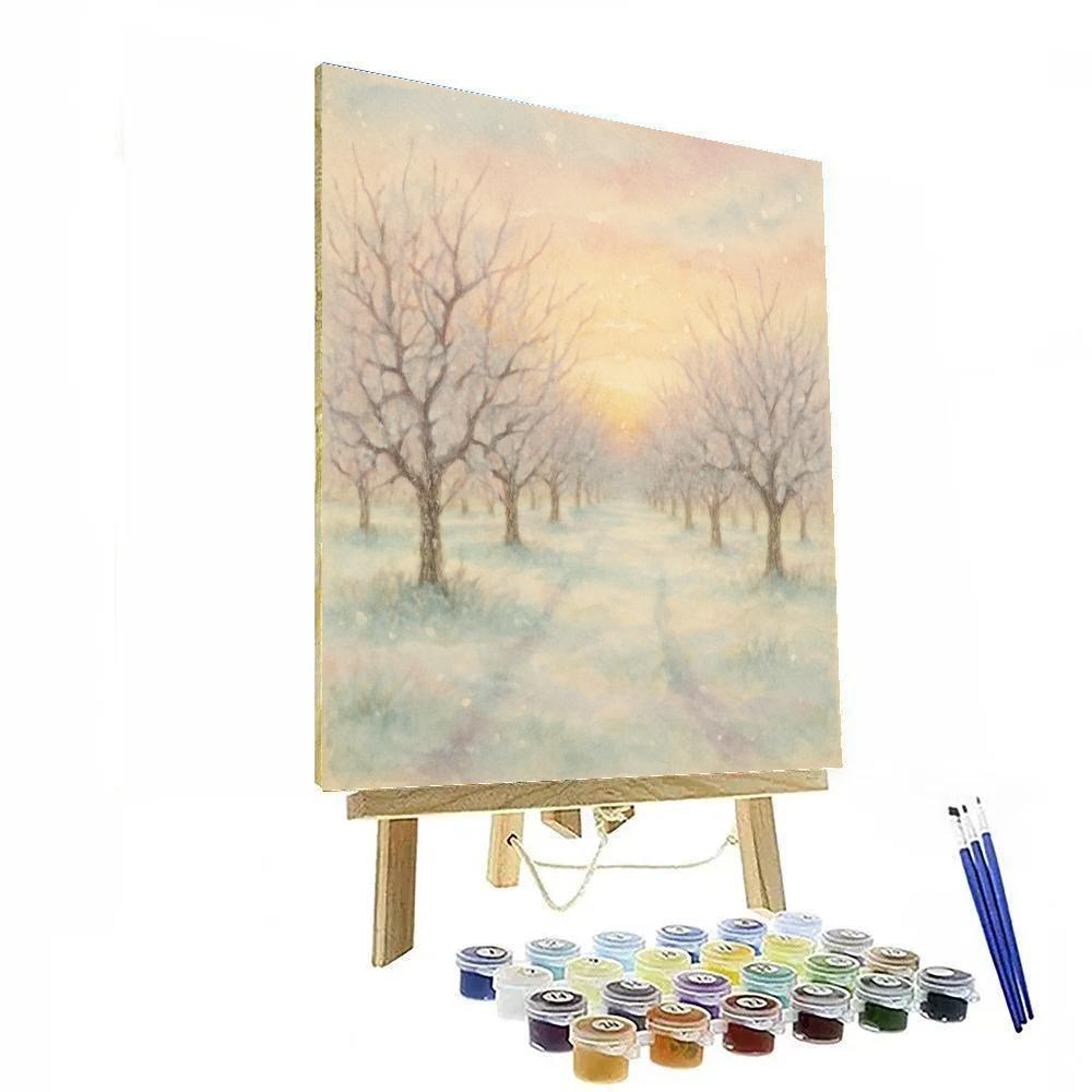 Sunrise Over Snowy Orchard Numbered painting kits