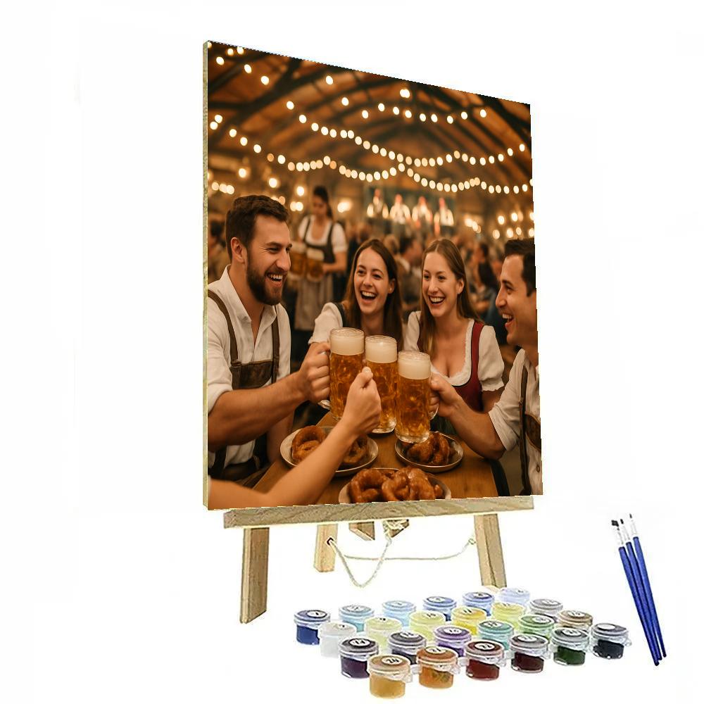 Oktoberfest Communal Beer Tent Cheers painting number kit