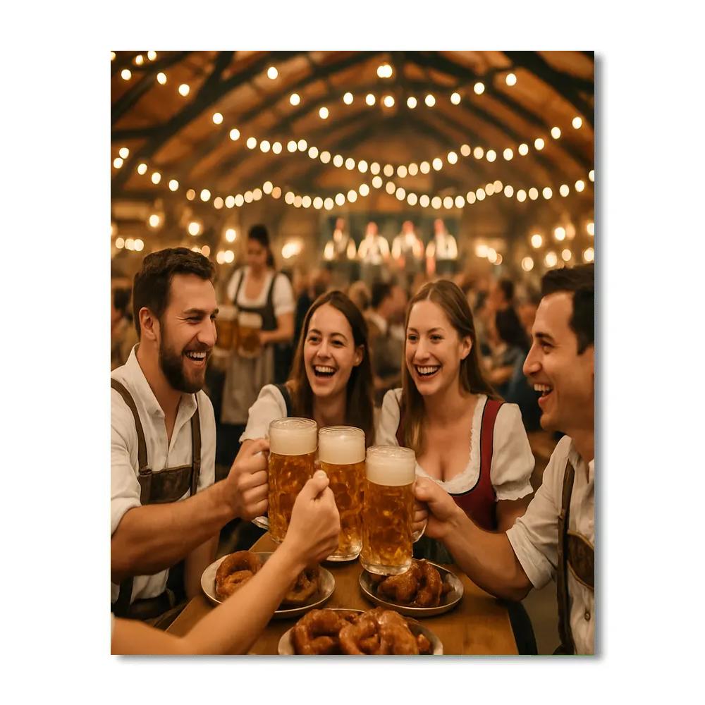 Oktoberfest Communal Beer Tent Cheers painting number kit
