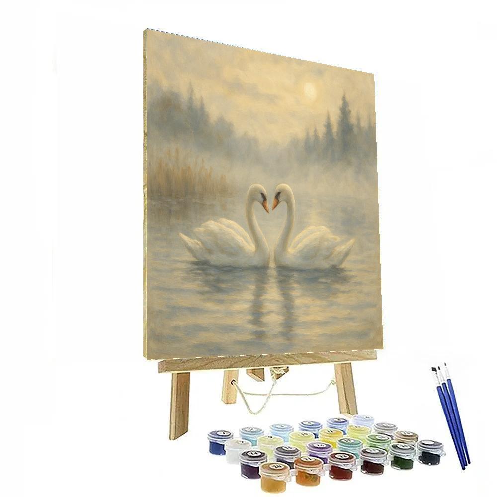 Misty Swan Lake Serenade Paint by numbers kits