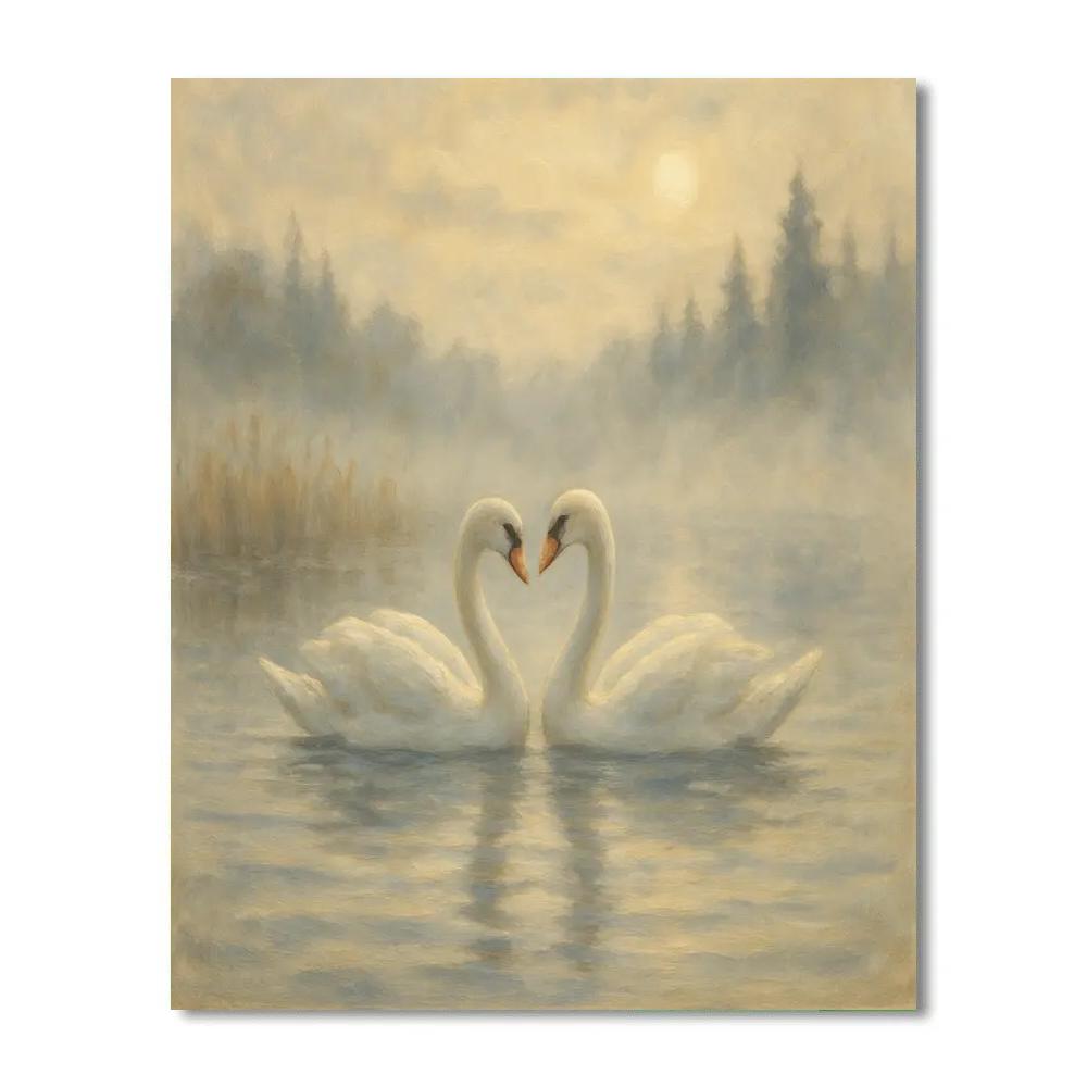 Misty Swan Lake Serenade Paint by numbers kits