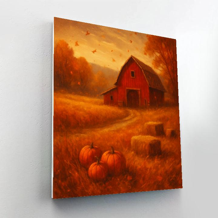 Autumn Meadow And Red Barn paint by color