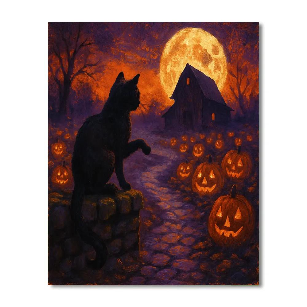 Moonlit Pumpkin Watch DIY paint by numbers