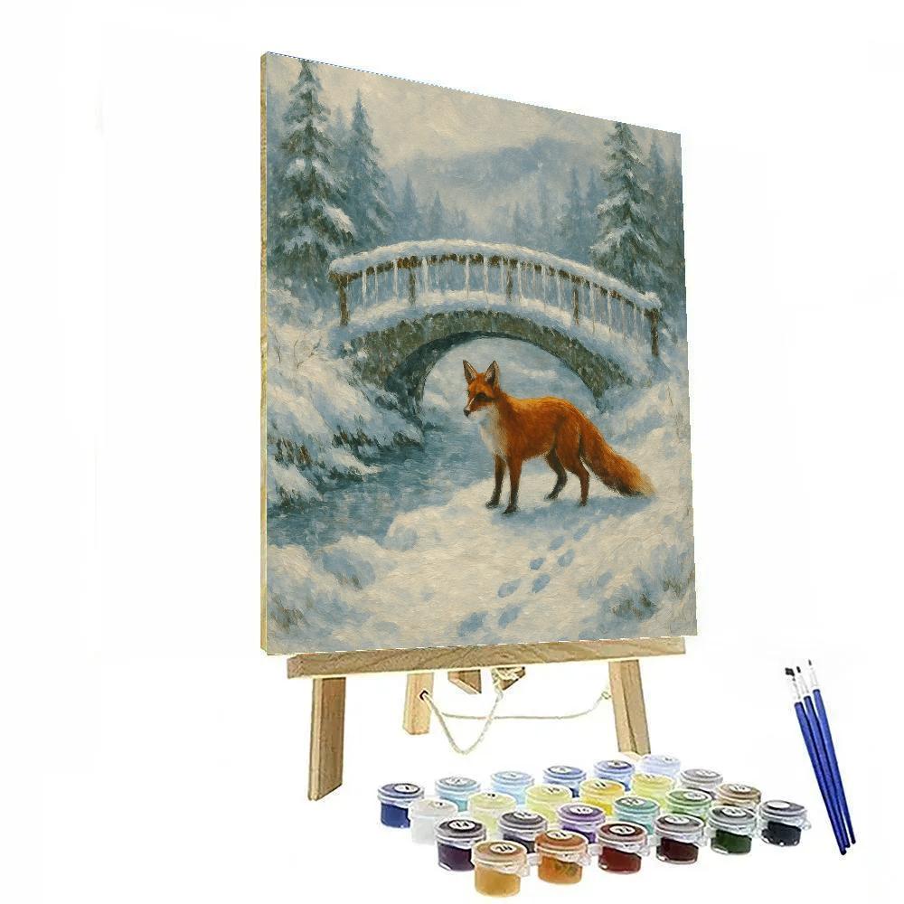 Fox Trail By The Frosted Bridge Numbered painting kits