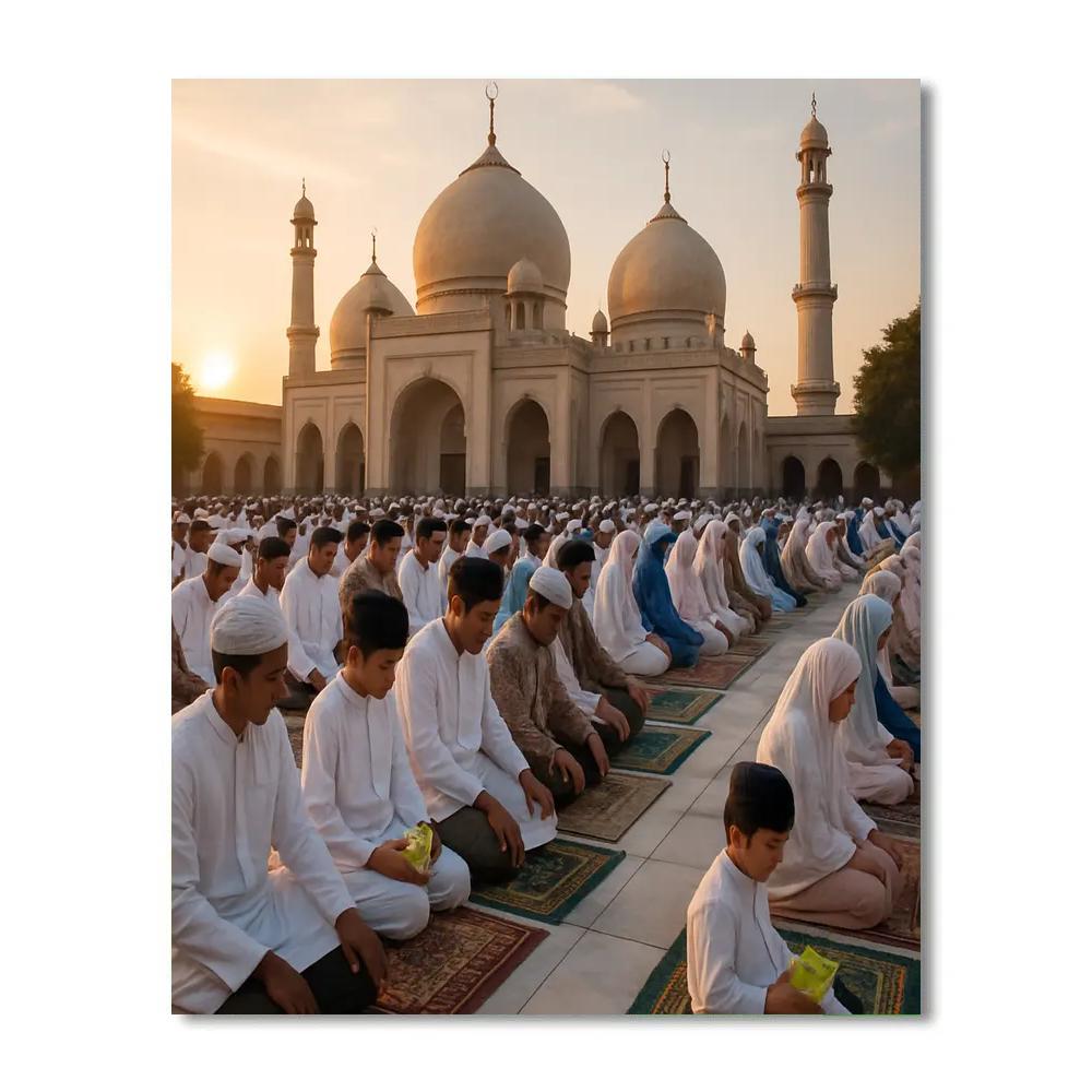 Eid Al Fitr Communal Prayer On Mosque Grounds painting number kit