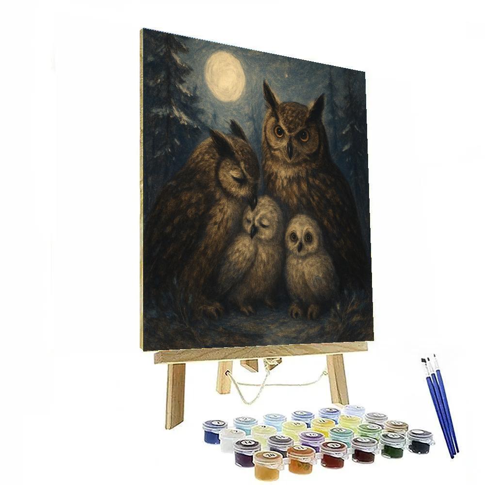 Forest Owls By Moonlit Clearing DIY paint by numbers