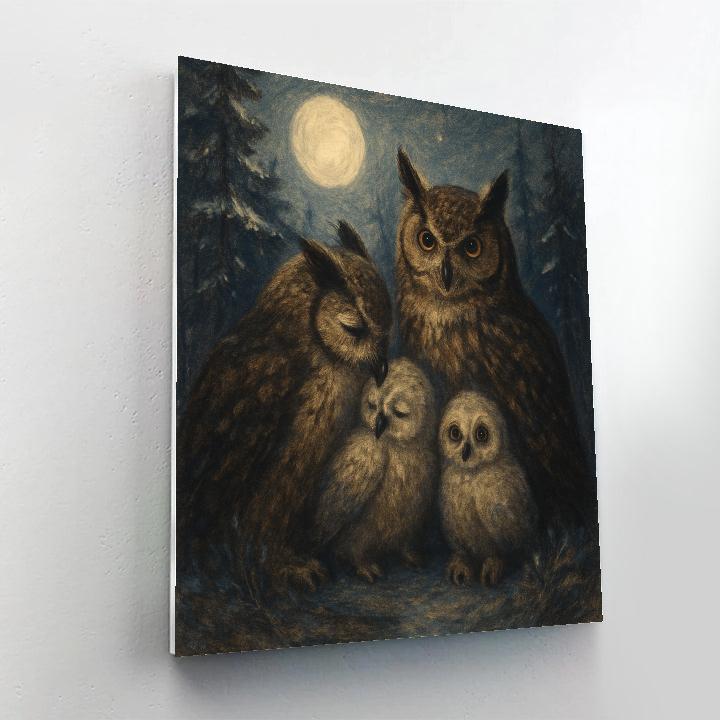 Forest Owls By Moonlit Clearing DIY paint by numbers