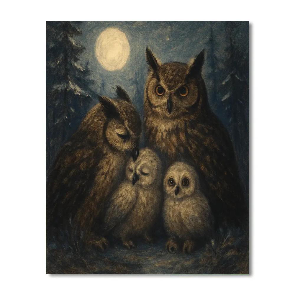 Forest Owls By Moonlit Clearing DIY paint by numbers