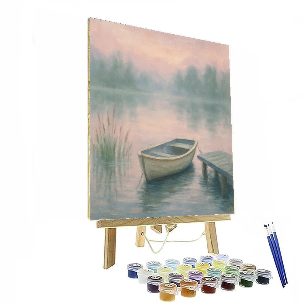 Foggy Morning Rowboat Number painting