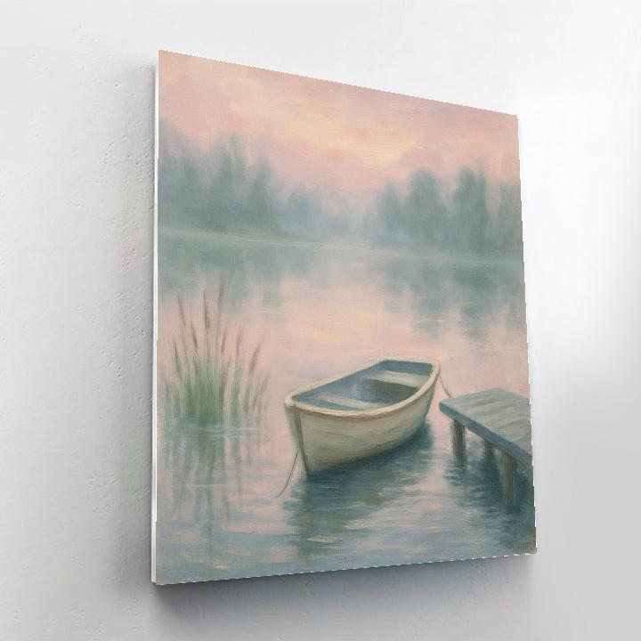 Foggy Morning Rowboat Number painting