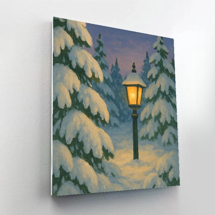 Snow-Laden Evergreens At Dusk Paint by numbers kits