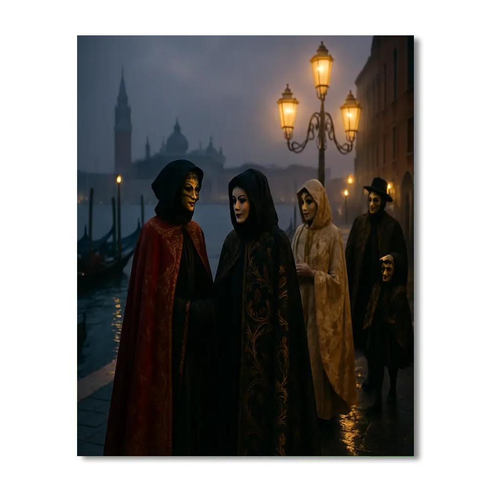 Carnival Of Venice Masked Procession At Dusk Numbered painting kits