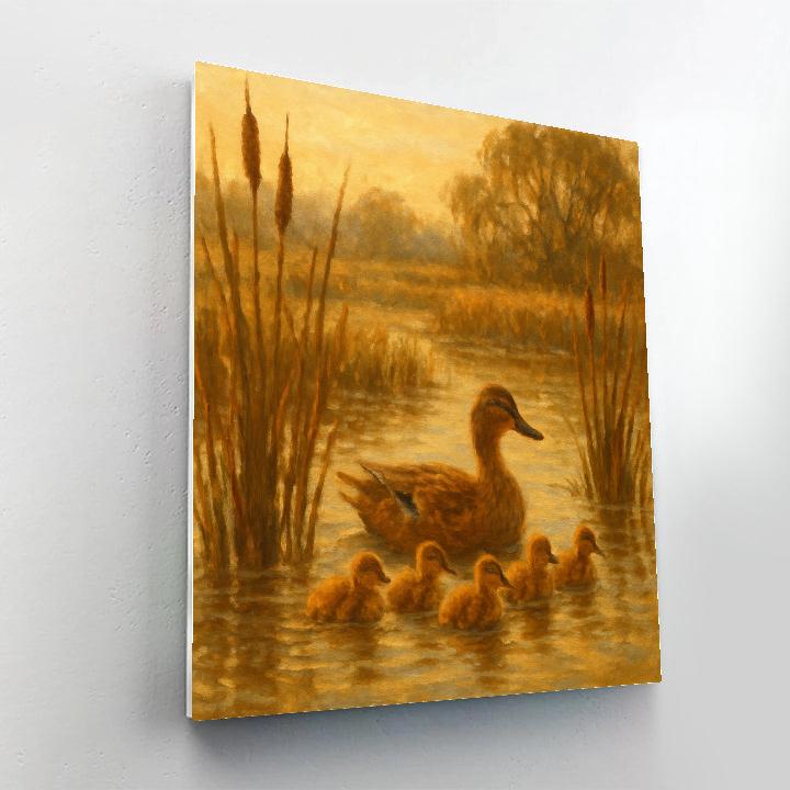 Ducks In A Sunlit Marsh paint by color