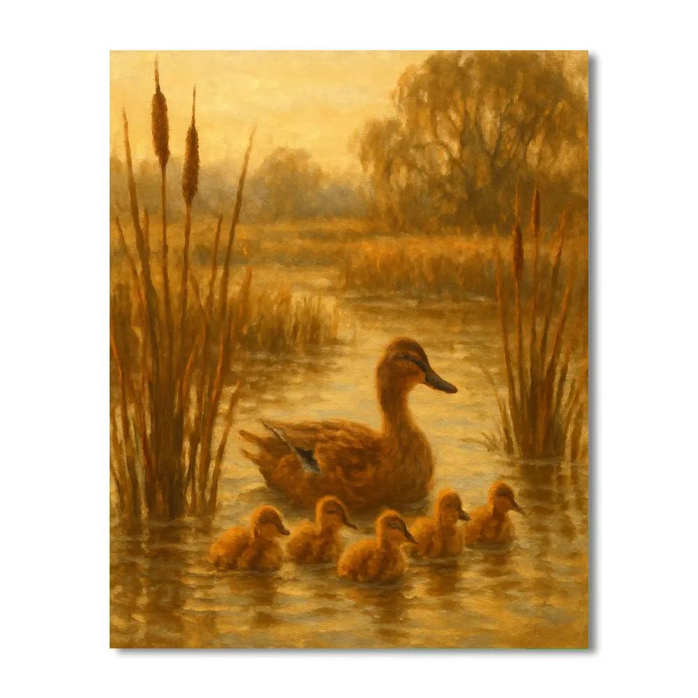 Ducks In A Sunlit Marsh paint by color