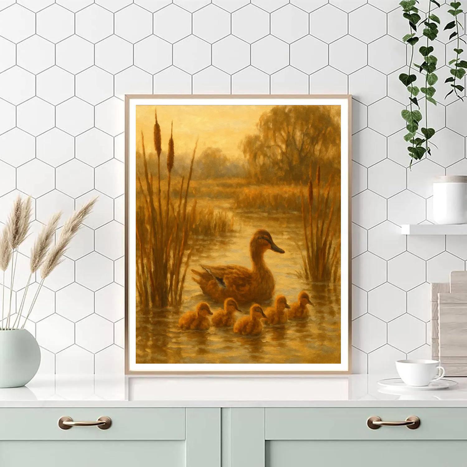 Ducks In A Sunlit Marsh paint by color
