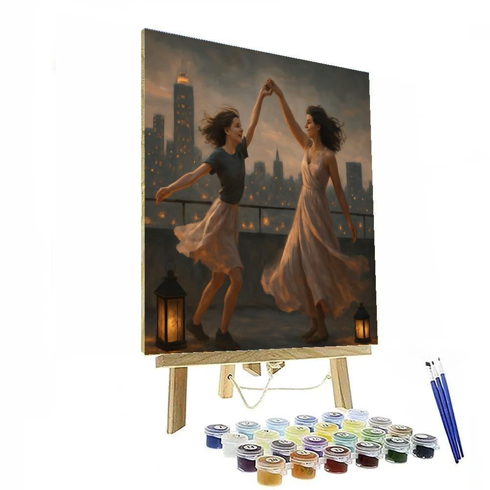 City Rooftop Dance With Mom paint by color