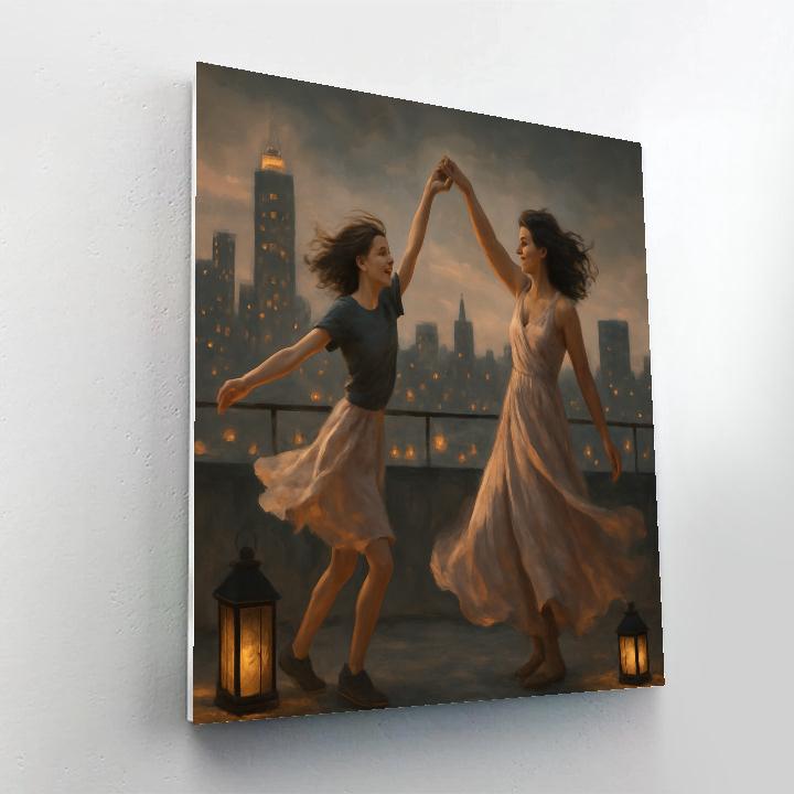 City Rooftop Dance With Mom paint by color