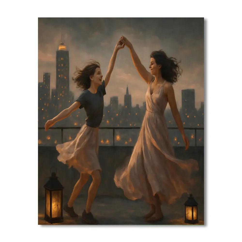 City Rooftop Dance With Mom paint by color