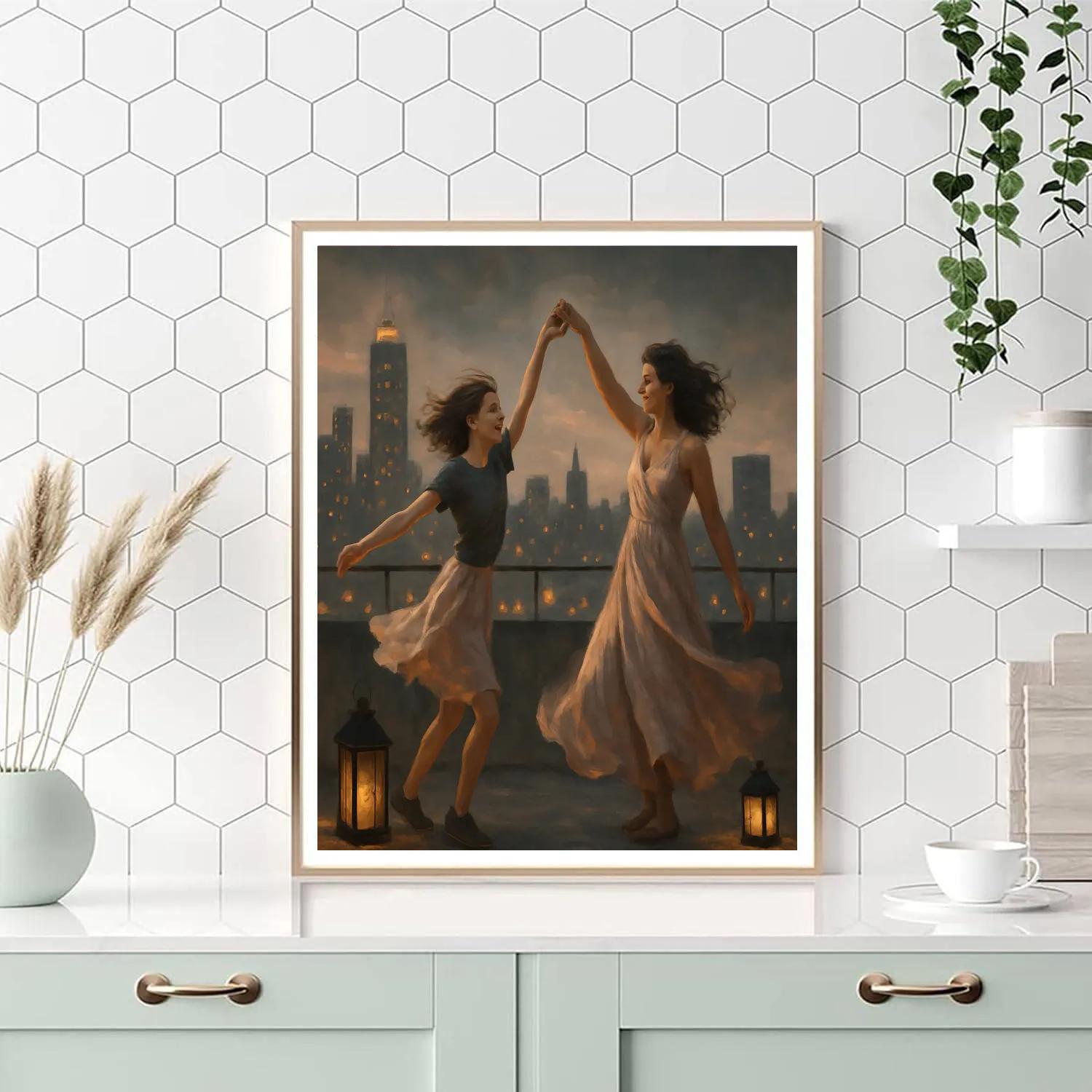 City Rooftop Dance With Mom paint by color