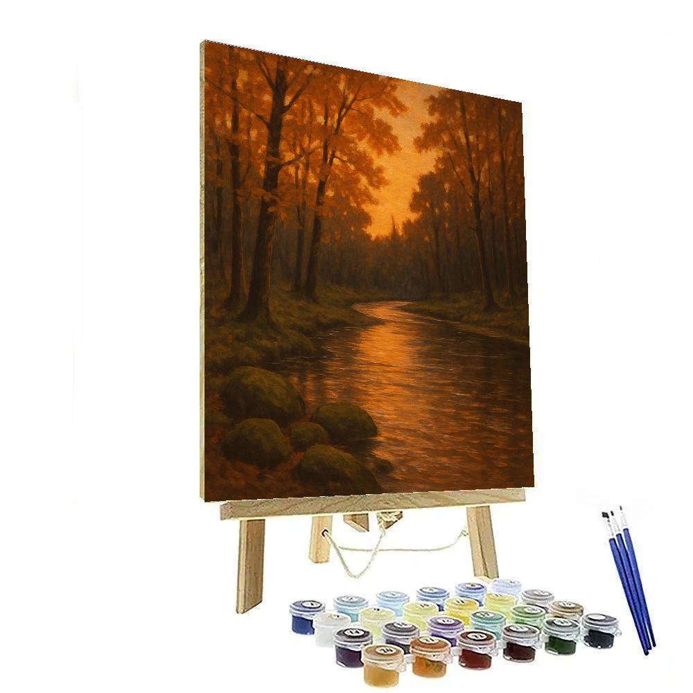 River Bend At Amber Twilight paint by color