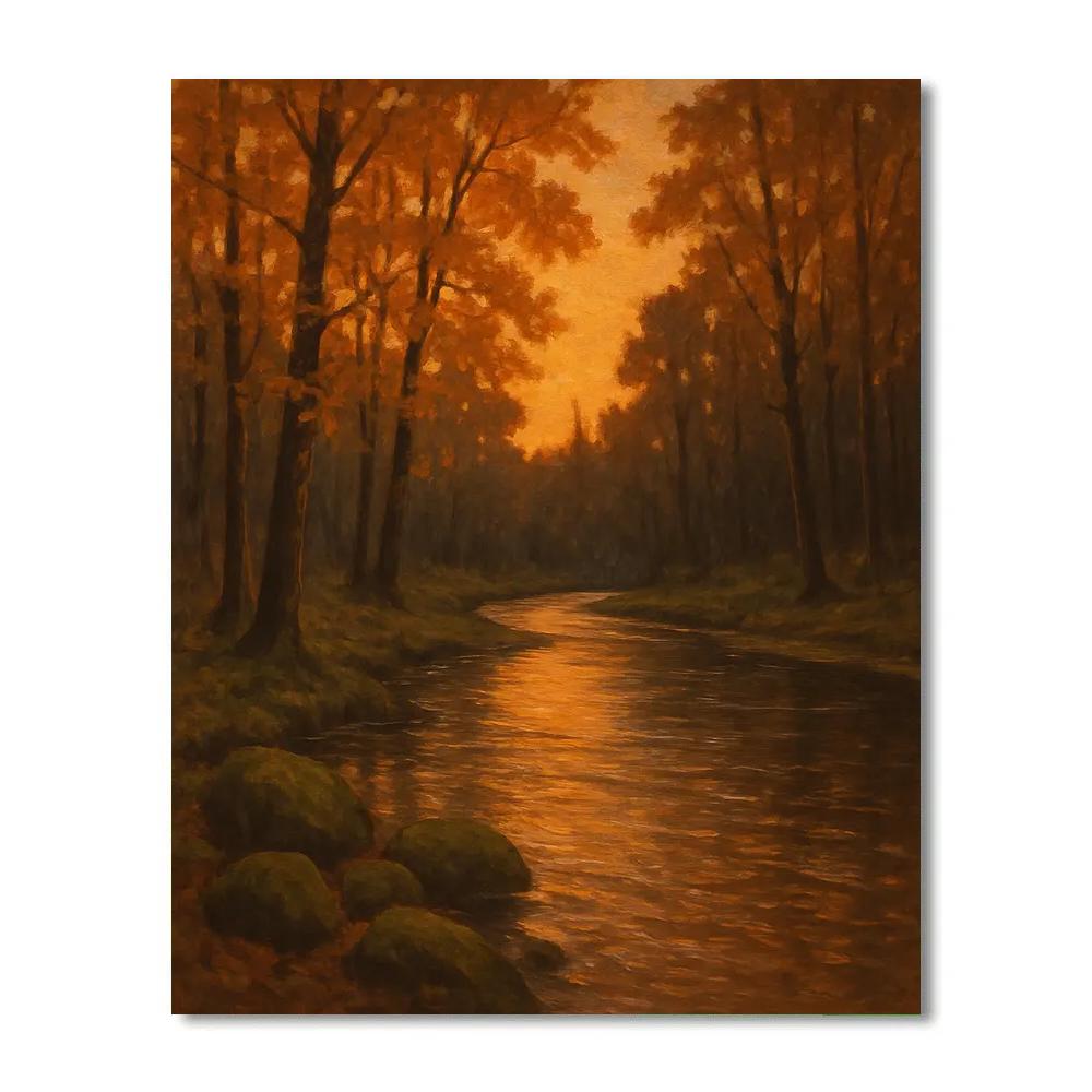 River Bend At Amber Twilight paint by color