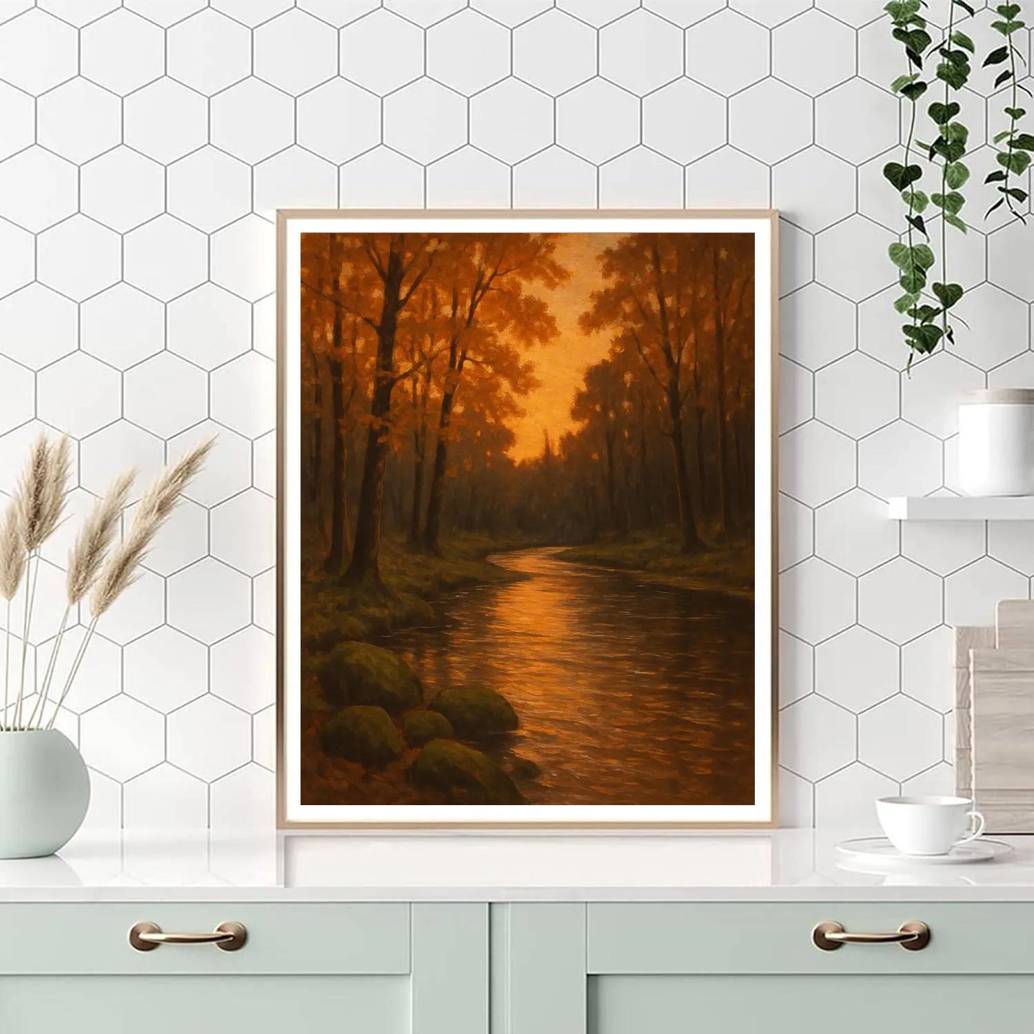 River Bend At Amber Twilight paint by color