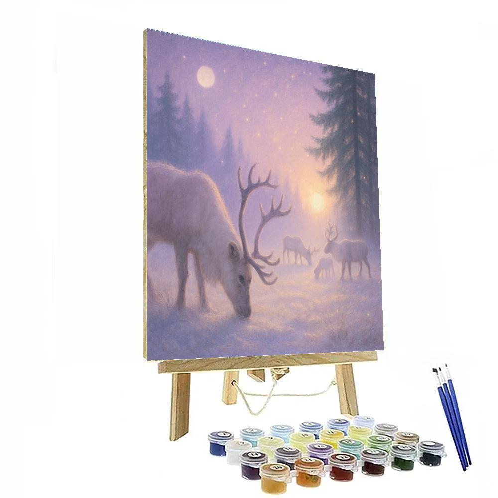 Reindeer Meadow At Dawn Paint by numbers art