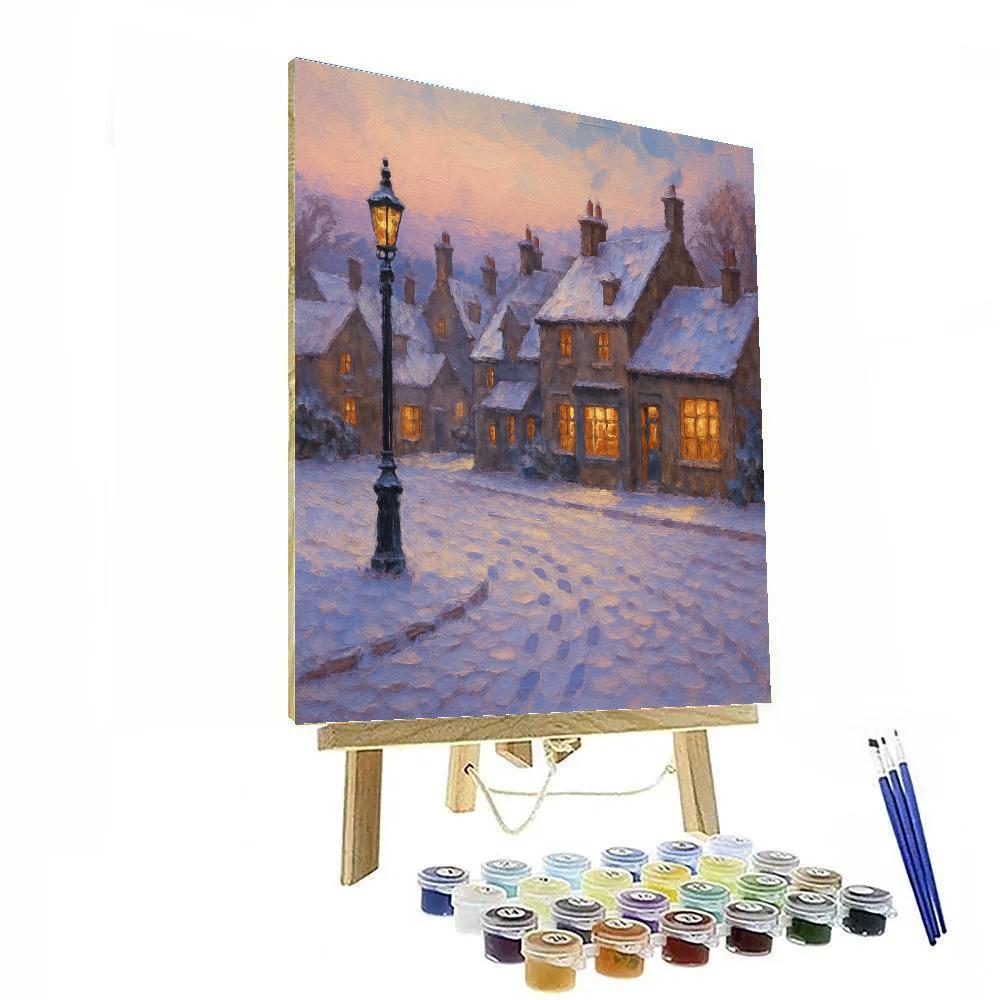 Village Under Gentle Snowfall Numbered painting kits