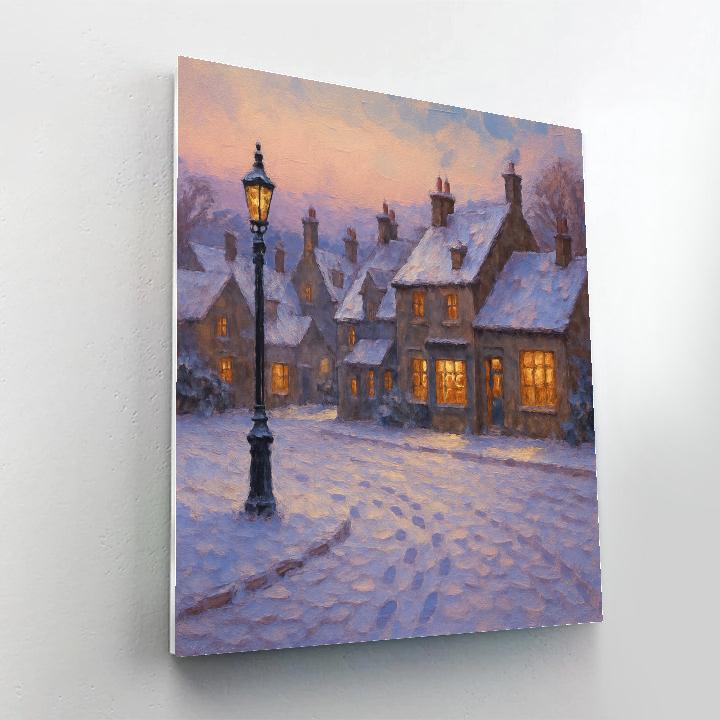 Village Under Gentle Snowfall Numbered painting kits