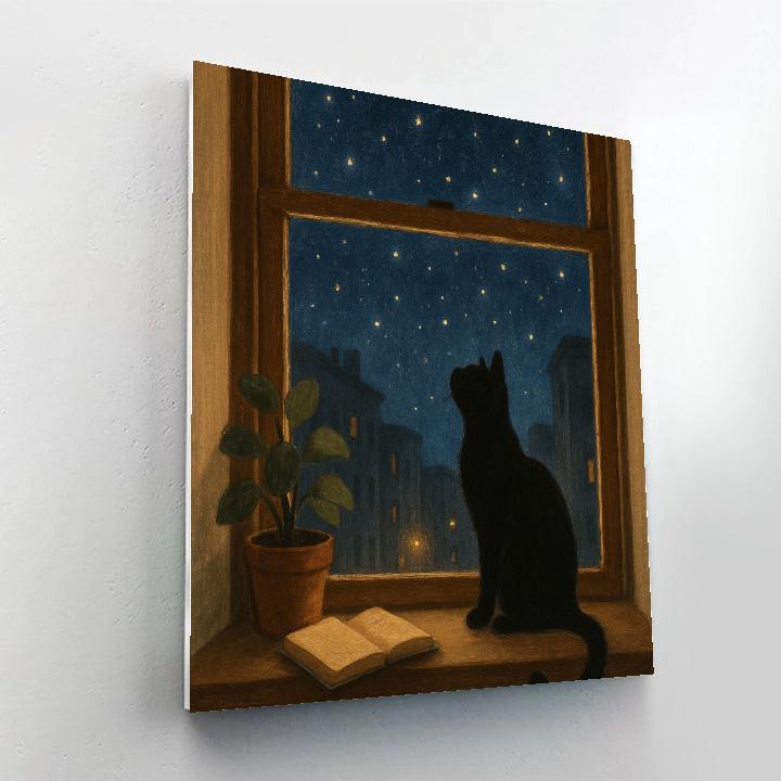 Cat Starry Window Watcher painting number kit