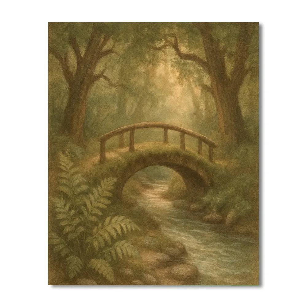 Hidden Glen With Mossy Bridge Number painting