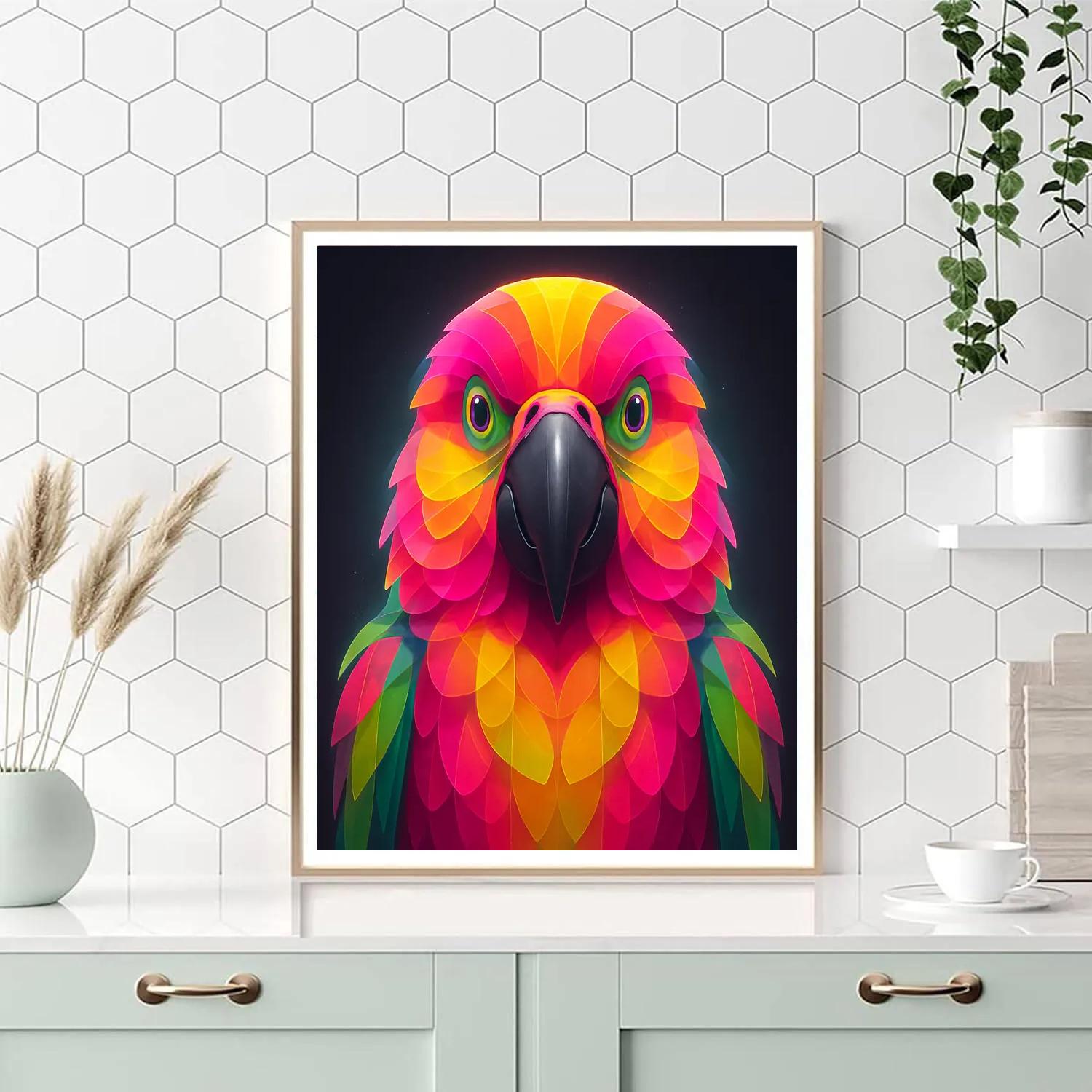 Prismatic Parrot Face Numbered painting kits