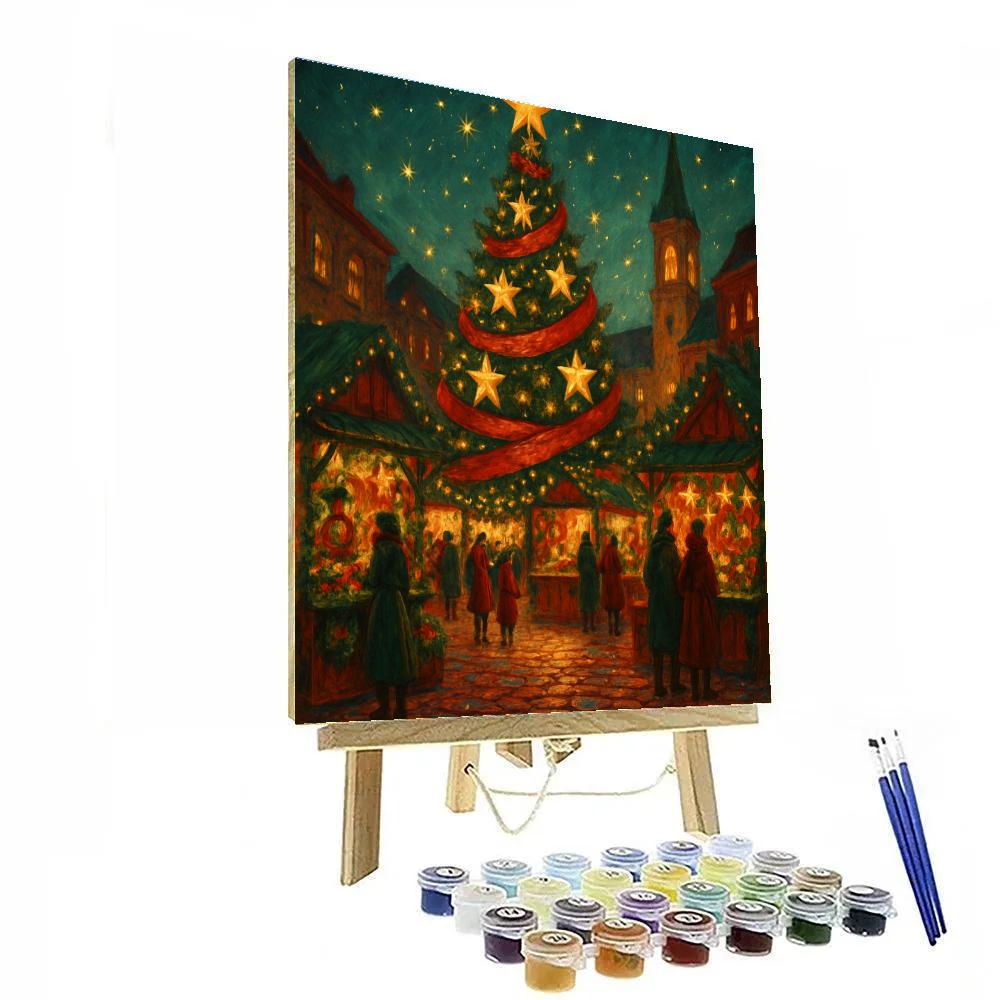 Town Square Tree With Ribboned Stars paint by numbers