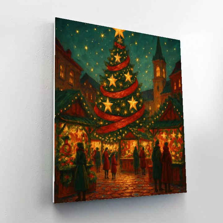 Town Square Tree With Ribboned Stars paint by numbers