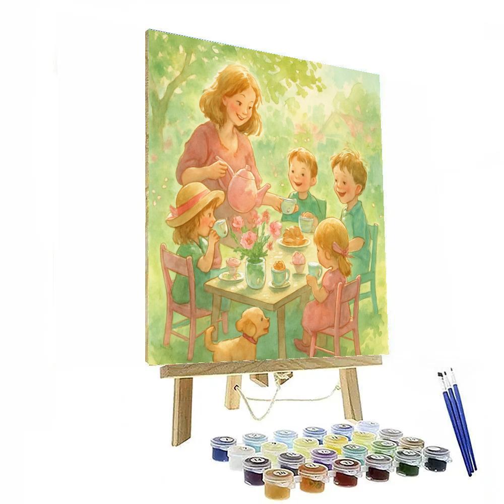 Garden Tea Party With Little Ones paint by number