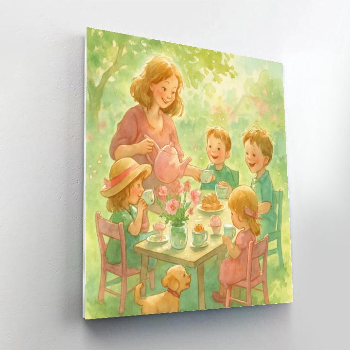 Garden Tea Party With Little Ones paint by number