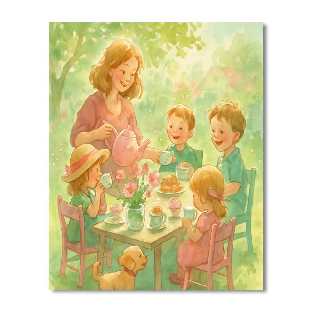 Garden Tea Party With Little Ones paint by number