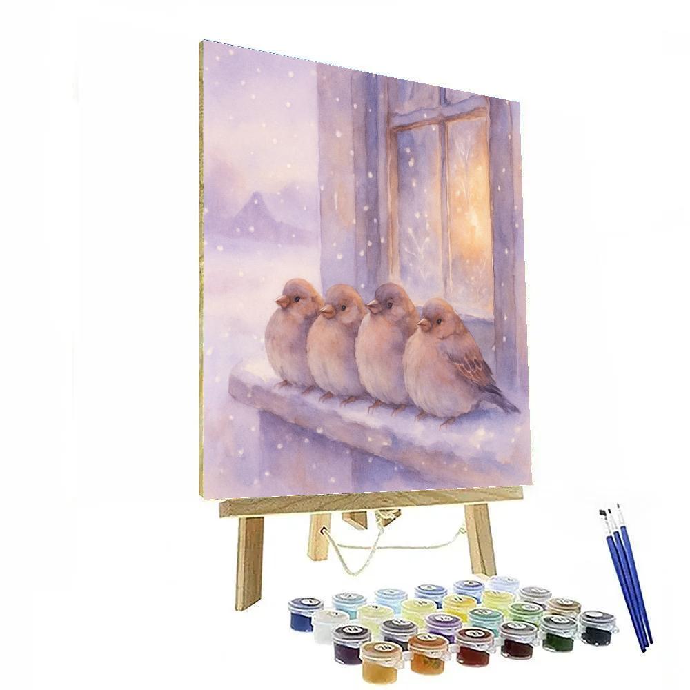Snowy Finch Window Perch Numbered painting kits