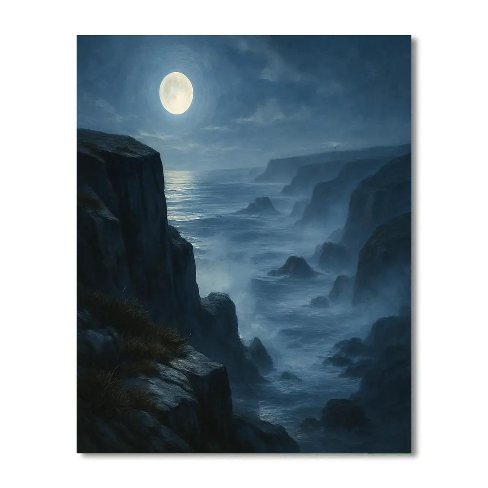 Moonlit Coastal Cliffs And Sea Fog DIY paint by numbers
