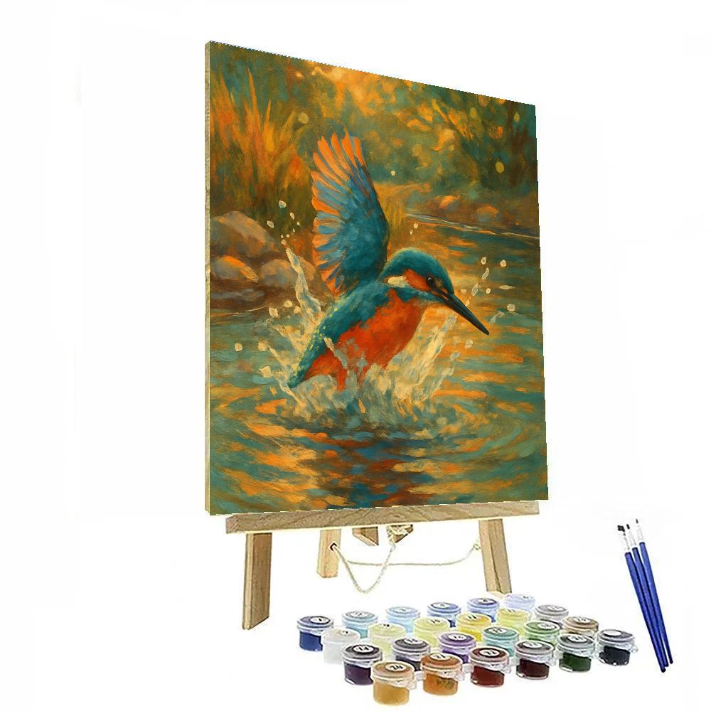 Kingfisher Splash Over River paint by numbers