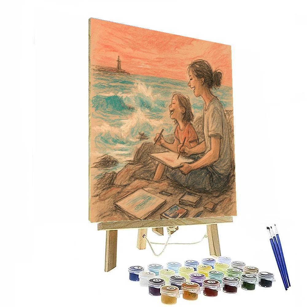 Seaside Sunset Sketching Together DIY paint by numbers