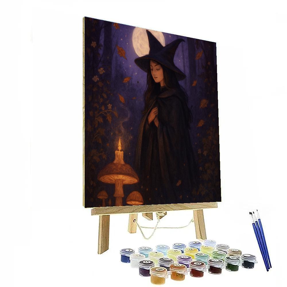 Moonlit Enchanted Witchs Garden Number painting