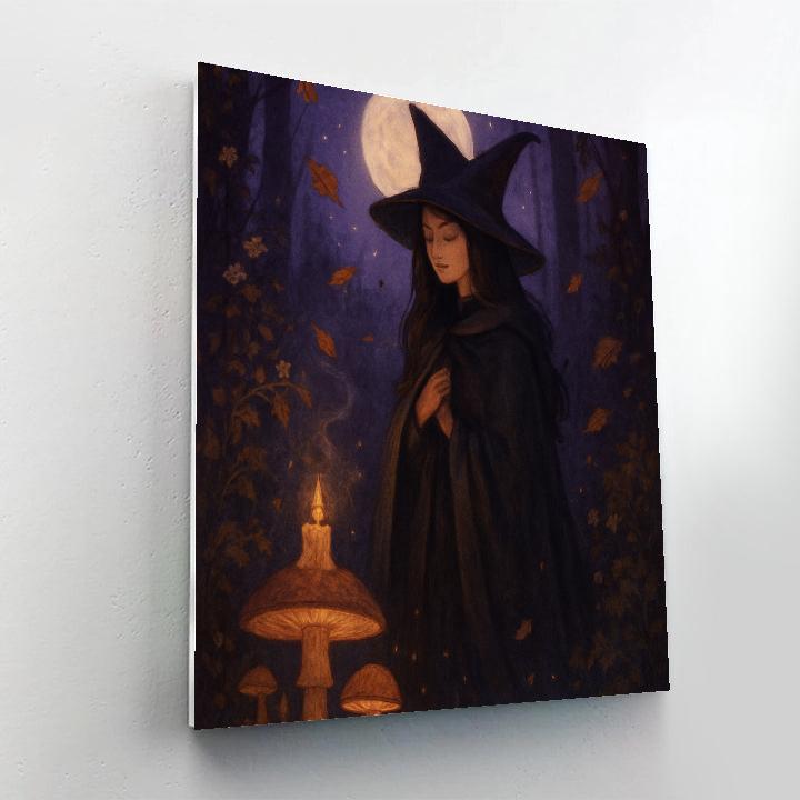 Moonlit Enchanted Witchs Garden Number painting