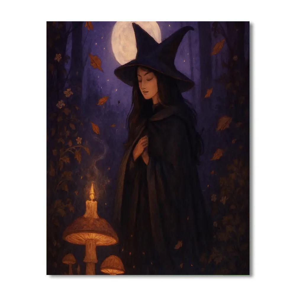 Moonlit Enchanted Witchs Garden Number painting